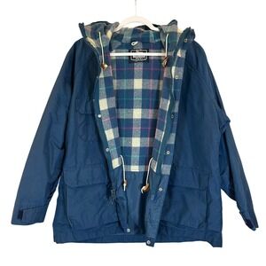 Woolrich Woman Vintage Mountain Parka Wool Lined Plaid Hooded Sz 1X Made in USA